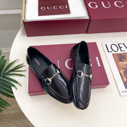 GUCCI 26S LOAFERS MM IN BLACK CALFSKIN WITH SILVER HARDWARE