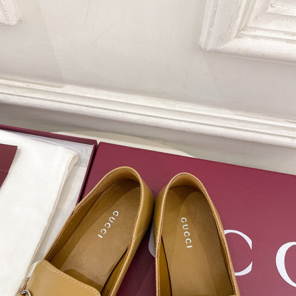 GUCCI 26S LOAFERS MM IN BEIGE BROWN CALFSKIN WITH SILVER HARDWARE