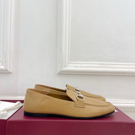 GUCCI 26S LOAFERS MM IN BEIGE BROWN CALFSKIN WITH SILVER HARDWARE