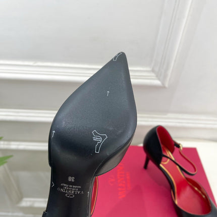 VALENTINO 26S ANKLE-STRA PUMPS 85 MM BLACK AND WHITE CALFSKIN