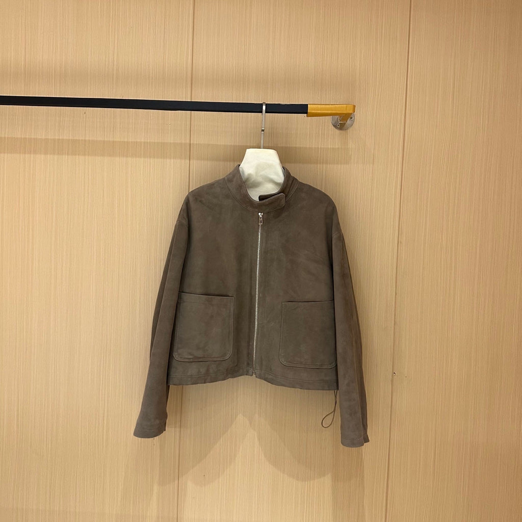 HERMES 25S CAMEL HAIR LEATHER JACKET 247