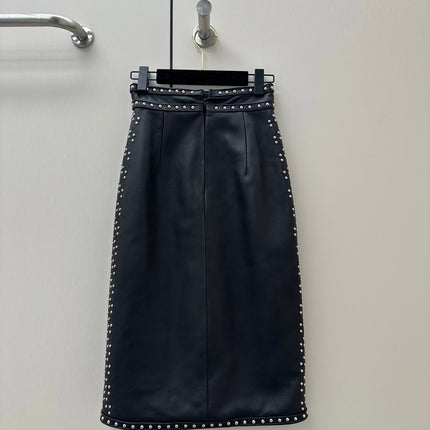 HERMES 26S LEATHER SKIRT 734