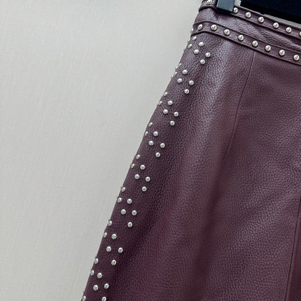HERMES 26S LEATHER SKIRT 733