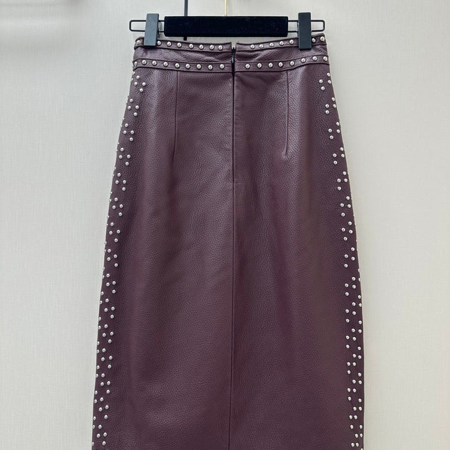 HERMES 26S LEATHER SKIRT 733