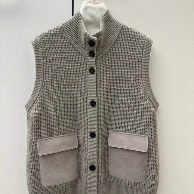 LORO PIANA 26S HIGH-NECK BUTTONED KNIT VEST 913