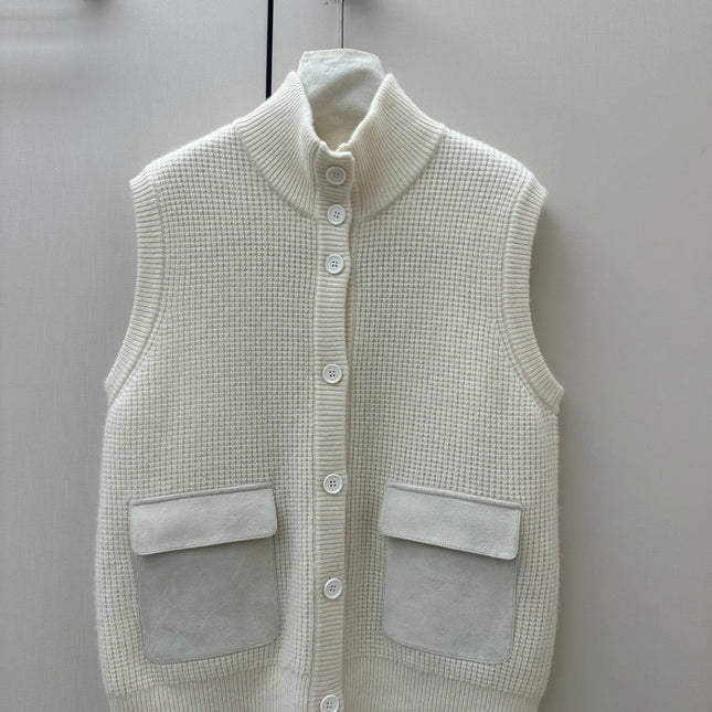 LORO PIANA 26S HIGH-NECK BUTTONED KNIT VEST 911