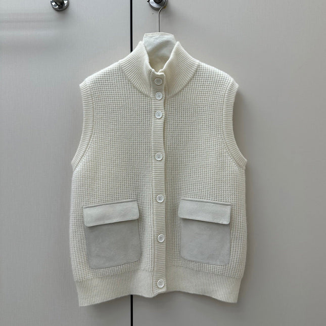 LORO PIANA 26S HIGH-NECK BUTTONED KNIT VEST 911