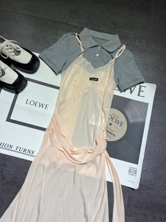 MIUMIU 26S TWO PIECE PINAFORE DRESS SET 870