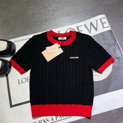 MIUMIU SHORT-SLEEVE KNIT SWEATER 530