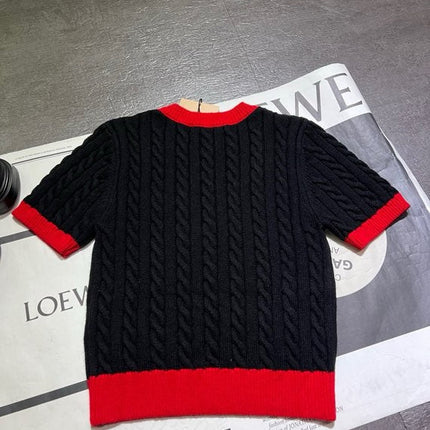 MIUMIU SHORT-SLEEVE KNIT SWEATER 530