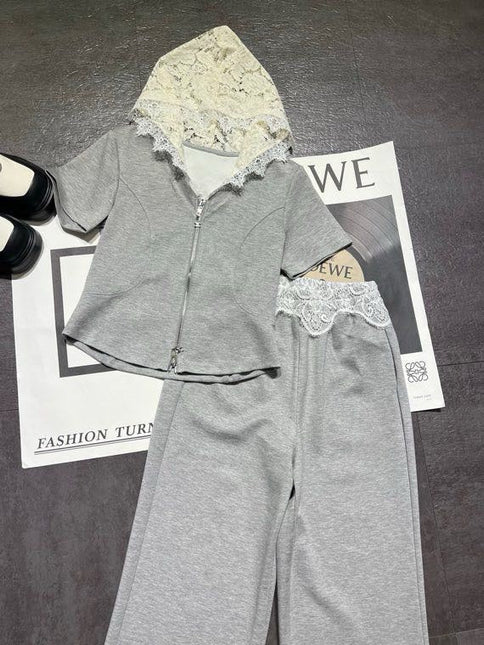 CELINE 26S LACE DETAIL HOODIE & PANTS SET 355