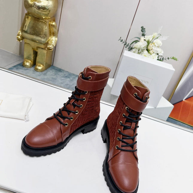 BALMAIN 26S BOOTS IN RUST BROWN CALFSKIN AND SUEDE