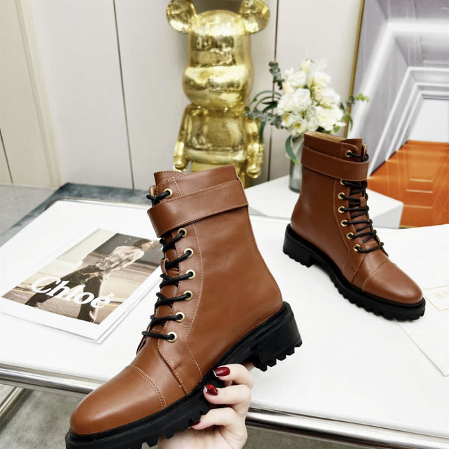 BALMAIN 26S BOOTS IN BROWN CALFSKIN
