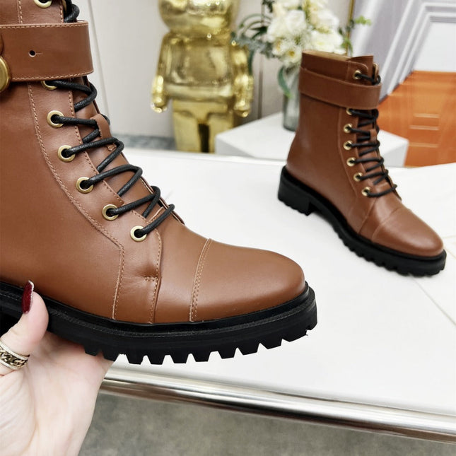BALMAIN 26S BOOTS IN BROWN CALFSKIN