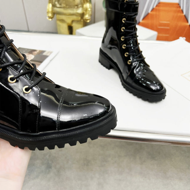 BALMAIN 26S BOOTS IN BLACK GLOSSY CALFSKIN
