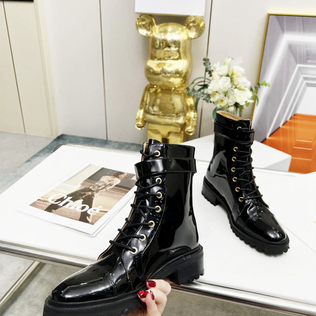 BALMAIN 26S BOOTS IN BLACK GLOSSY CALFSKIN
