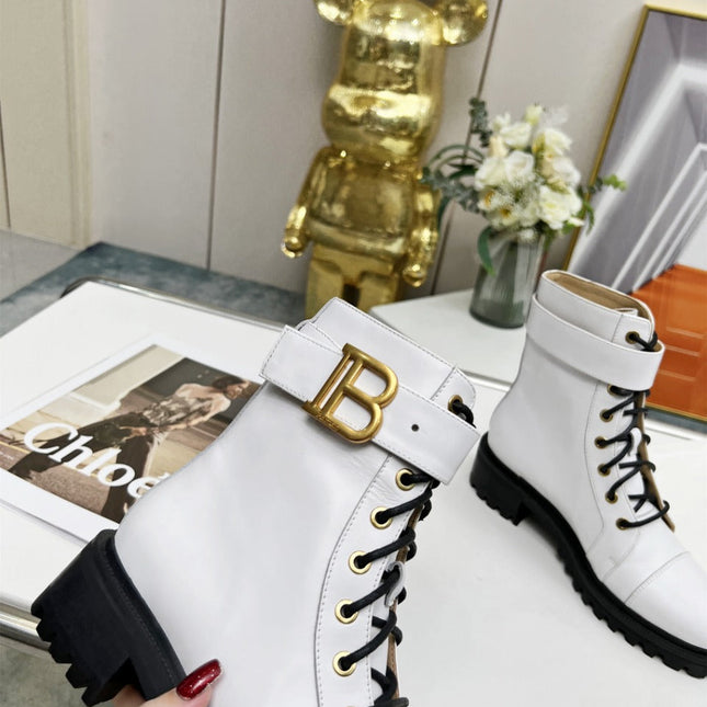 BALMAIN 26S BOOTS IN WHITE CALFSKIN