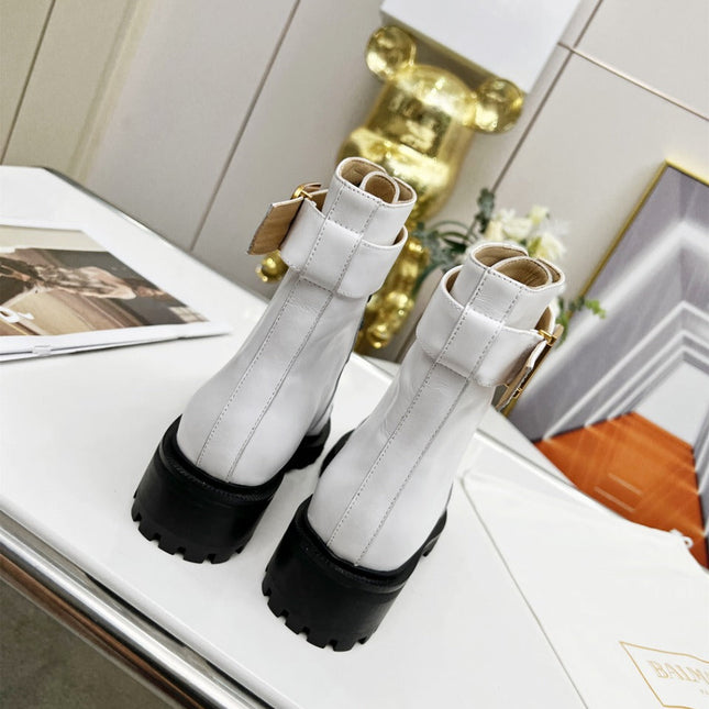 BALMAIN 26S BOOTS IN WHITE CALFSKIN