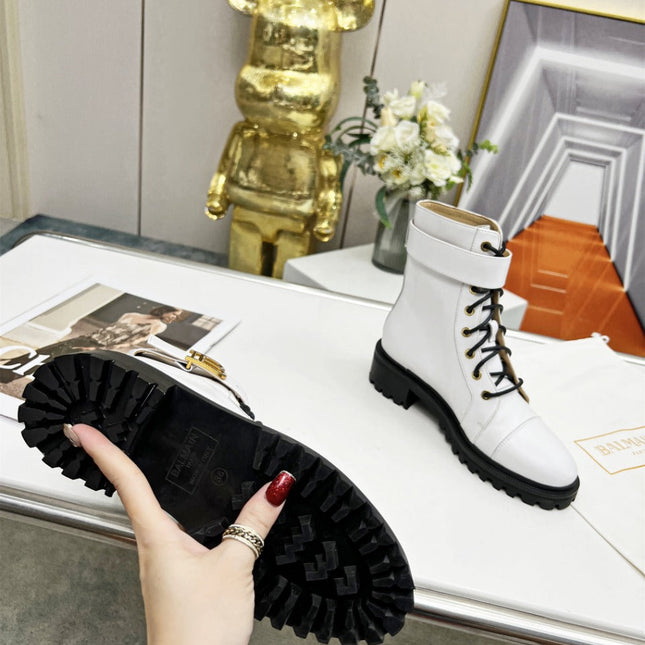 BALMAIN 26S BOOTS IN WHITE CALFSKIN