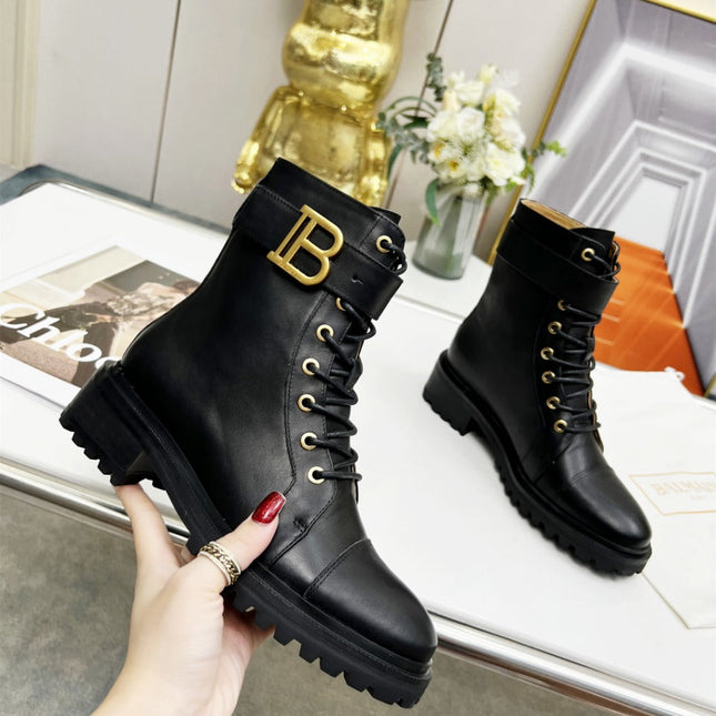 BALMAIN 26S BOOTS IN BLACK CALFSKIN