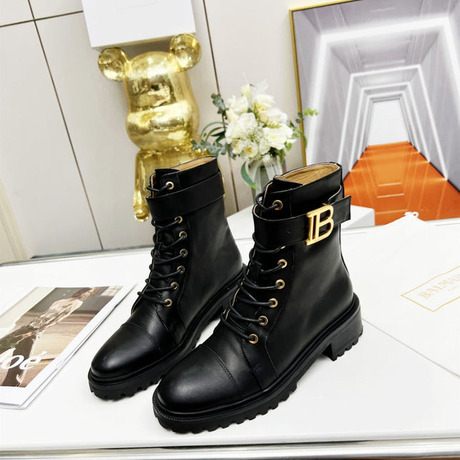 BALMAIN 26S BOOTS IN BLACK CALFSKIN