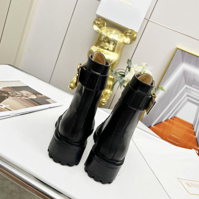 BALMAIN 26S BOOTS IN BLACK CALFSKIN
