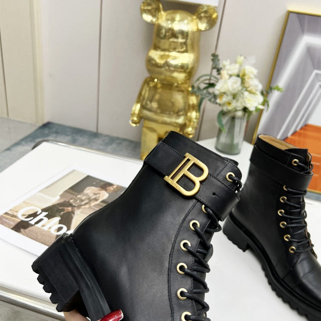 BALMAIN 26S BOOTS IN BLACK CALFSKIN