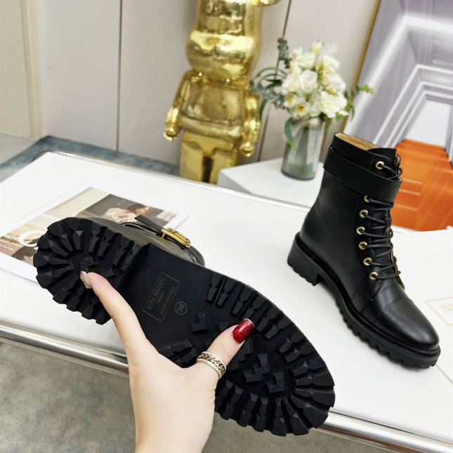 BALMAIN 26S BOOTS IN BLACK CALFSKIN