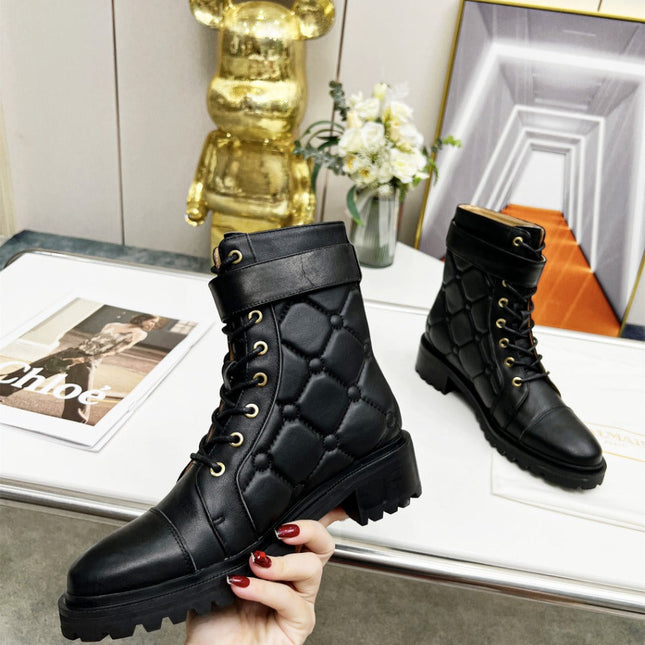 BALMAIN 26S COMBAT BOOTS IN BLACK CALFSKIN