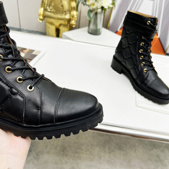 BALMAIN 26S COMBAT BOOTS IN BLACK CALFSKIN