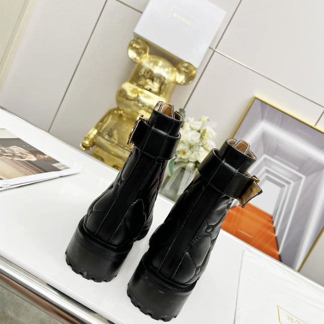 BALMAIN 26S COMBAT BOOTS IN BLACK CALFSKIN