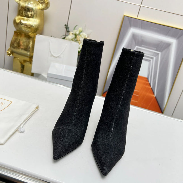 BALMAIN 26S BOOTS 95 MM IN BLACK DENIM