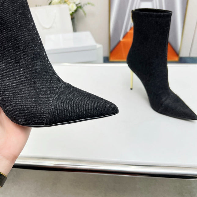 BALMAIN 26S BOOTS 95 MM IN BLACK DENIM
