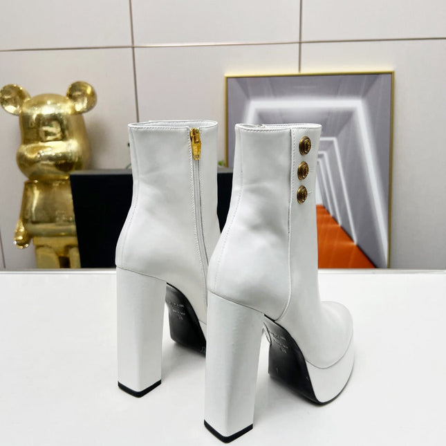 BALMAIN 26S BOOTS 135 MM IN WHITE CALFSKIN