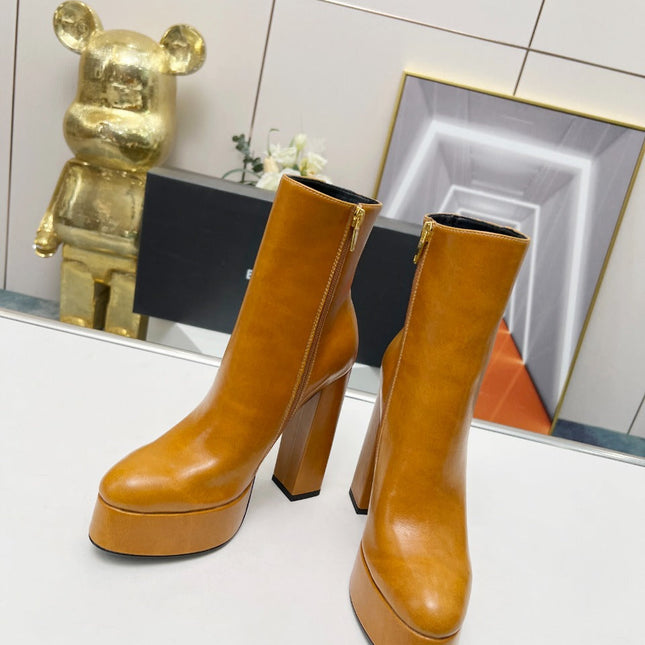 BALMAIN 26S BOOTS 135 MM IN BROWN CALFSKIN