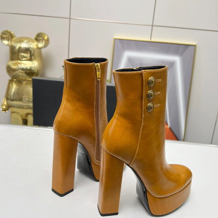 BALMAIN 26S BOOTS 135 MM IN BROWN CALFSKIN