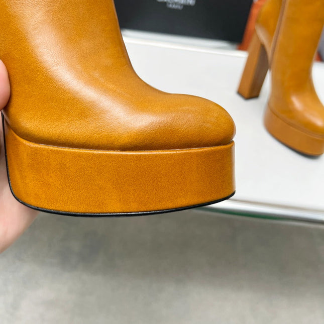 BALMAIN 26S BOOTS 135 MM IN BROWN CALFSKIN