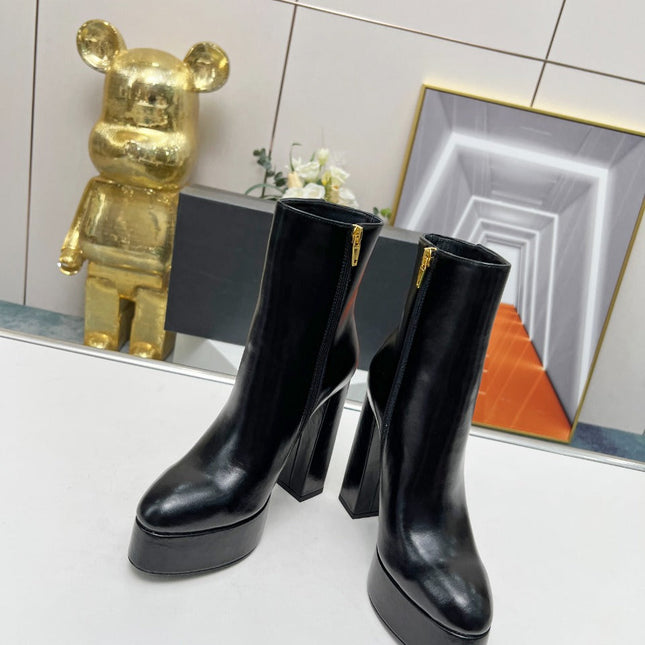 BALMAIN 26S BOOTS 135 MM IN BLACK CALFSKIN