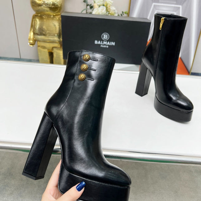 BALMAIN 26S BOOTS 135 MM IN BLACK CALFSKIN