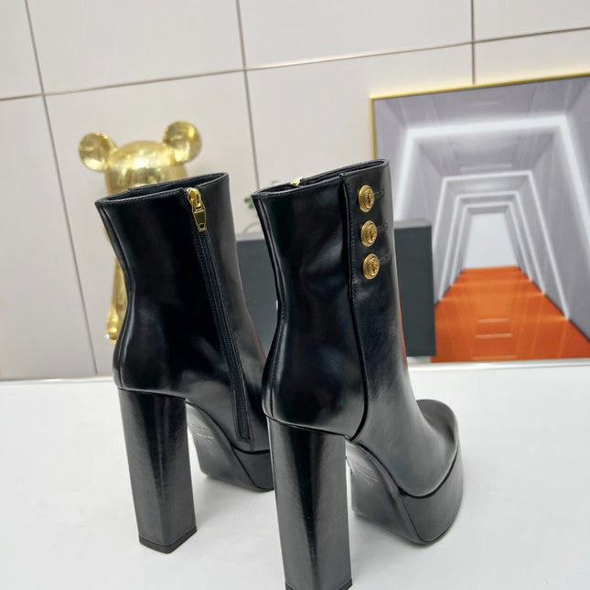 BALMAIN 26S BOOTS 135 MM IN BLACK CALFSKIN