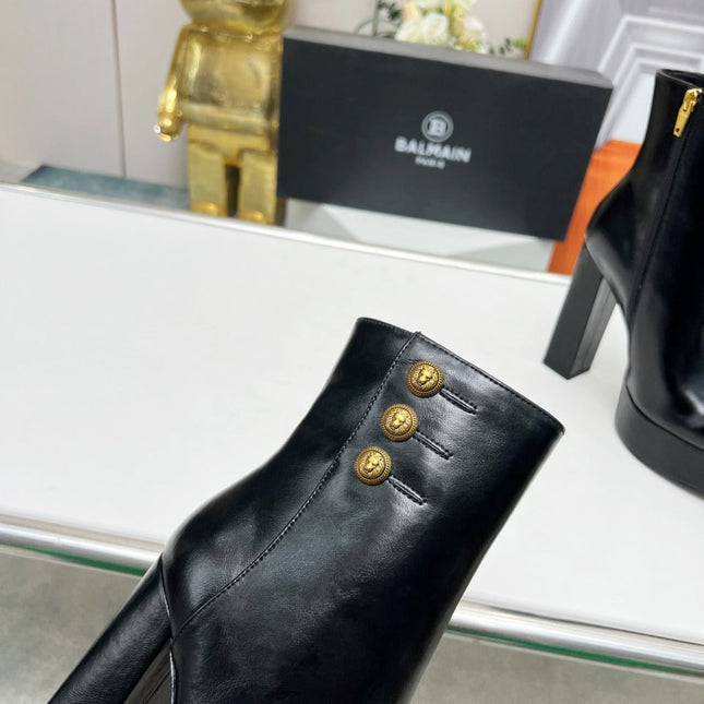 BALMAIN 26S BOOTS 135 MM IN BLACK CALFSKIN