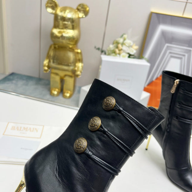 BALMAIN 26S HIGH-HEEL BOOTS 95 MM IN BLACK LAMBSKIN
