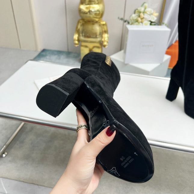 BALMAIN 26S HIGH BOOTS 115 MM IN BLACK SUEDE
