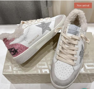 GOLDEN GOOSE BALL STAR LOW-TOP SNEAKERS IN WHITE AND SILVER-TONE COLORWAY