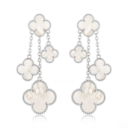 CLOVER WHITE MOP 4 MOTIFS SILVER