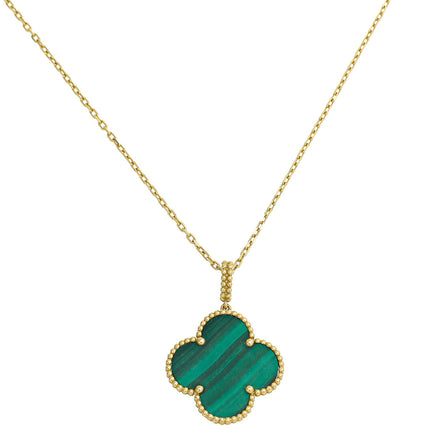 CLOVER MALACHITE GOLD NECKLACE