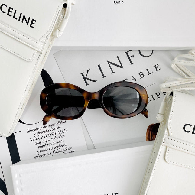 Celine Triomphe Oval Sunglasses Brown