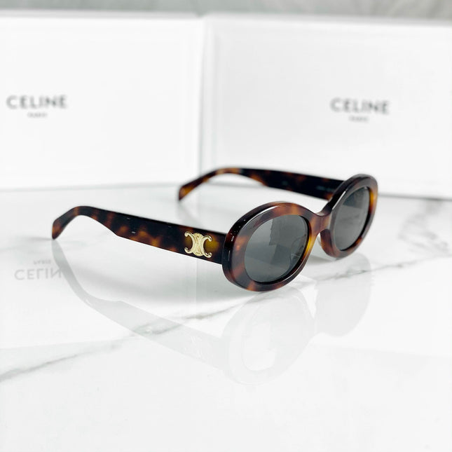 Celine Triomphe Oval Sunglasses Brown