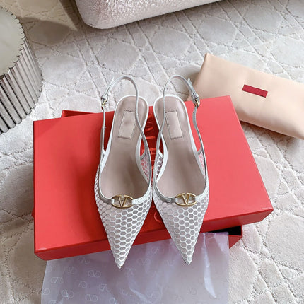 Vlogo Slingback Ballerina White Mesh