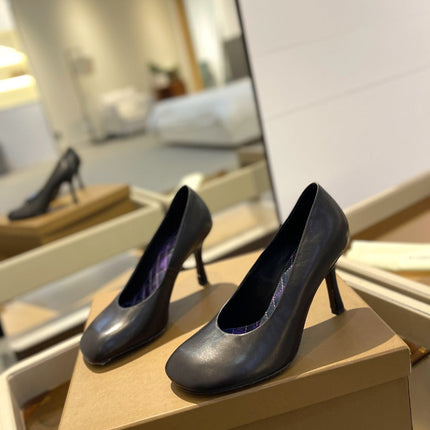 BURBERRY 26S HIGH HEELS 85 MM IN BLACK CALFSKIN